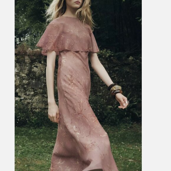 Zara Printed cape dress zw collection Sizes M, L NEW WITH TAG! - Picture 2 of 11